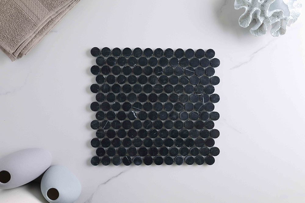 Infinity Nero Black Penny Round Mosaic