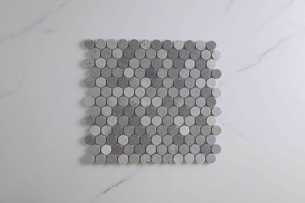 Infinity Grey Stone Penny Round Mosaic