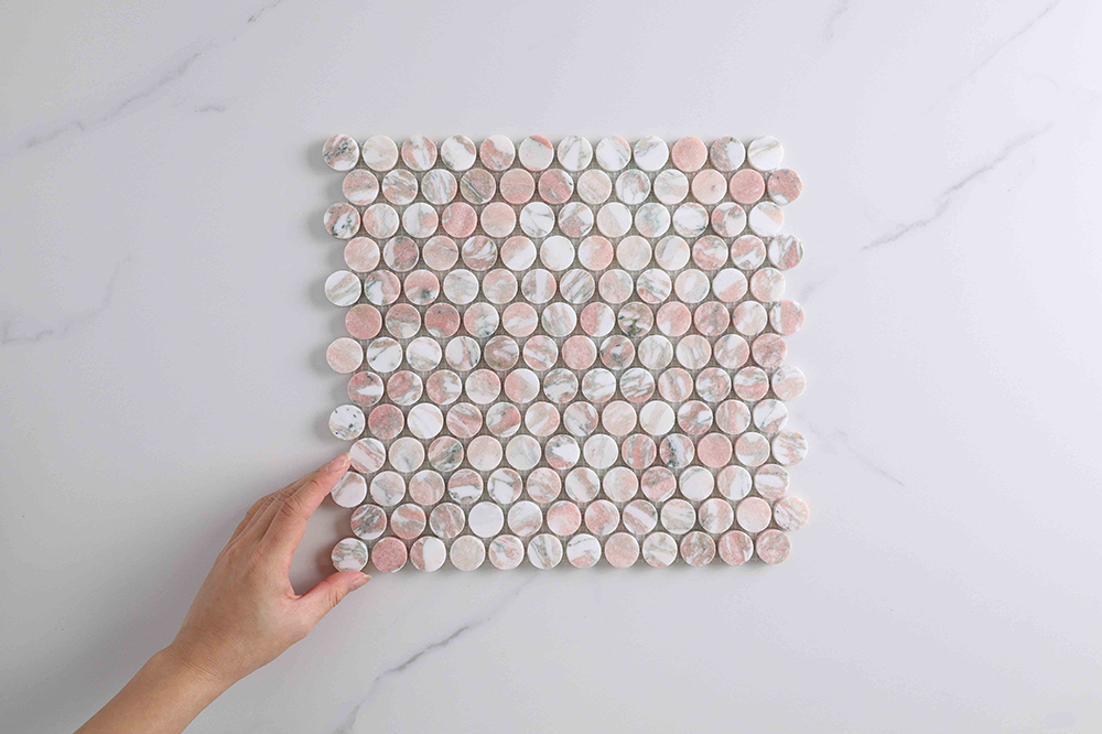 Infinity Pink Norway Penny Round Mosaic