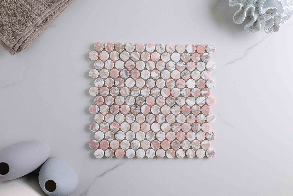 Infinity Pink Norway Penny Round Mosaic