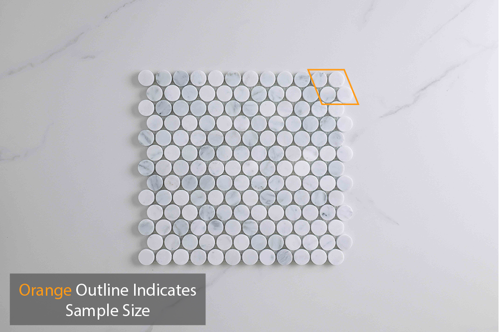 Infinity White Penny Carrara Round Mosaic