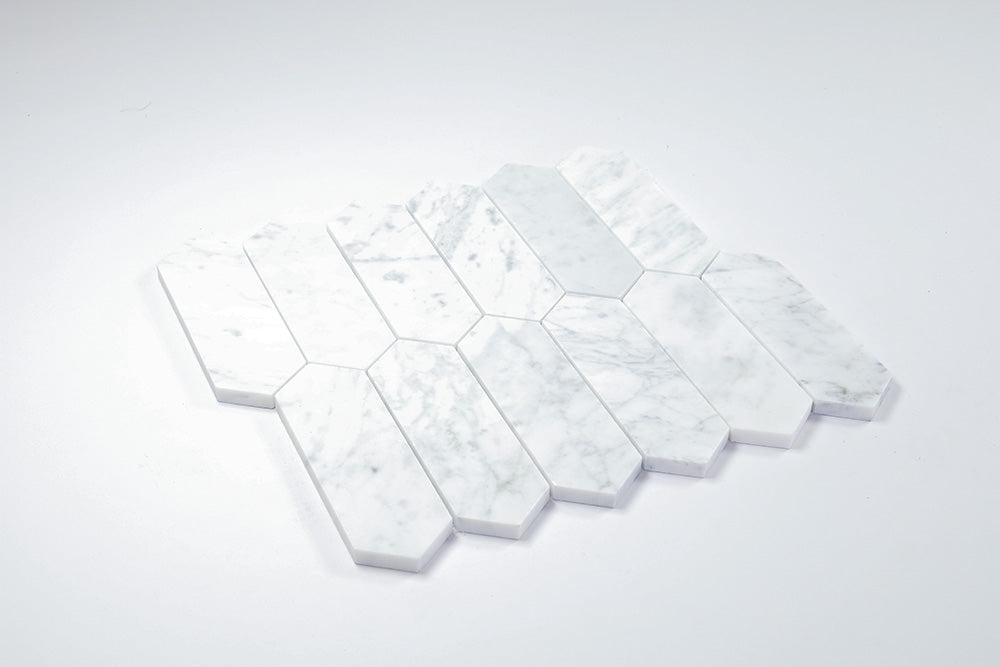 Deca White Carrara Honed Long Hexagon Tile