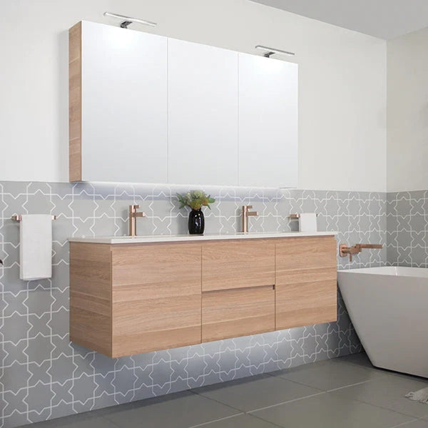 ADP Glacier Door and Drawer Twin Vanity with Solid Surface Top - Pro