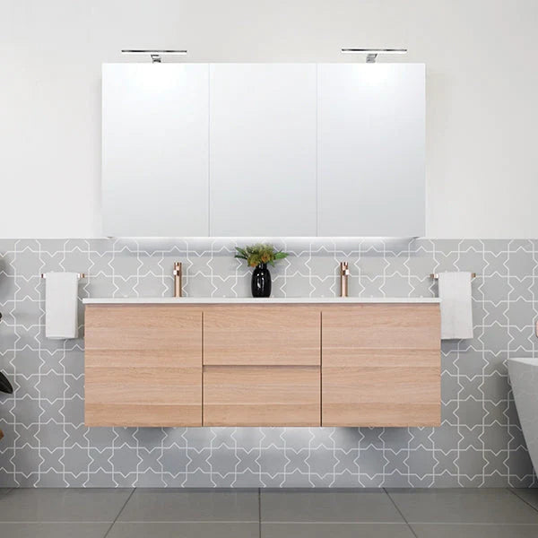 ADP Glacier Door and Drawer Twin Vanity with Solid Surface Top - Pro