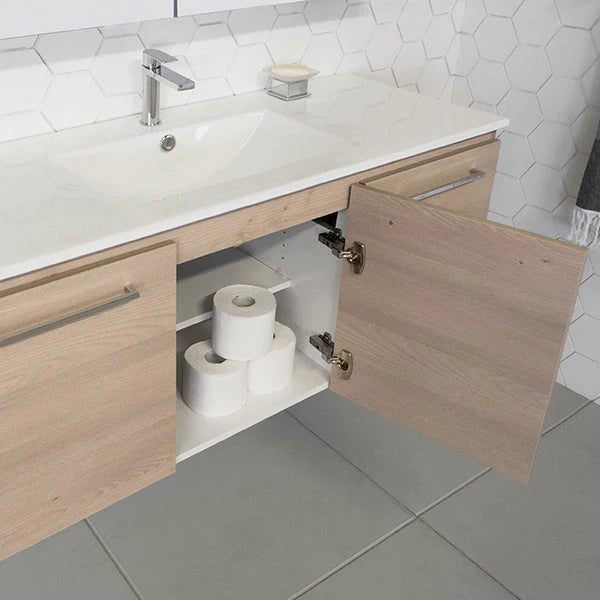 ADP Glacier Door and Drawer Twin Vanity With Ceramic Top - Lite
