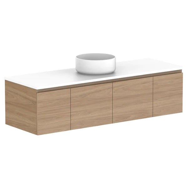 ADP Glacier Door and Drawer Slim Vanity with Solid Surface Top - Lite