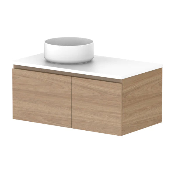 ADP Glacier Door and Drawer Slim Vanity with Solid Surface Top - Lite