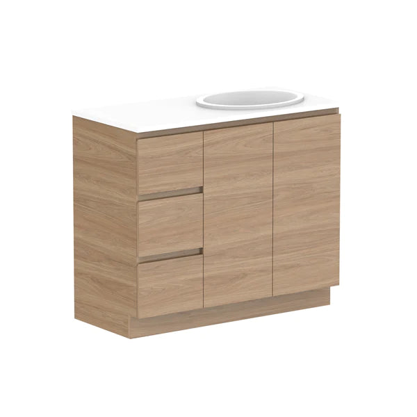 ADP Glacier Door and Drawer Trio Vanity with Solid Surface Top - Pro