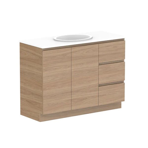 ADP Glacier Door and Drawer Trio Vanity with Solid Surface Top - Lite