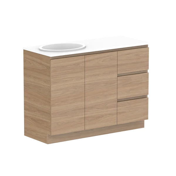 ADP Glacier Door and Drawer Trio Vanity with Solid Surface Top - Lite