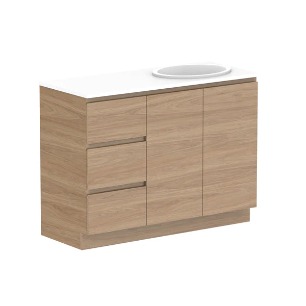 ADP Glacier Door and Drawer Trio Vanity with Solid Surface Top - Pro