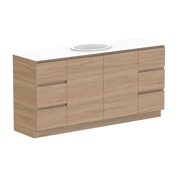 ADP Glacier Door and Drawer Trio Vanity with Solid Surface Top - Lite