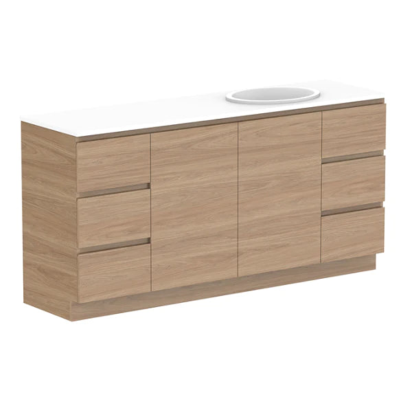 ADP Glacier Door and Drawer Trio Vanity with Solid Surface Top - Lite