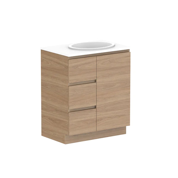 ADP Glacier Door and Drawer Trio Vanity with Solid Surface Top - Lite