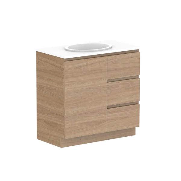 ADP Glacier Door and Drawer Trio Vanity with Solid Surface Top - Pro