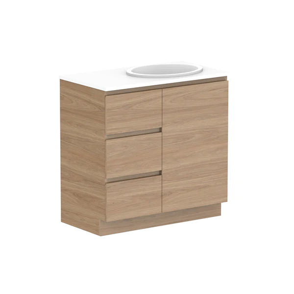 ADP Glacier Door and Drawer Trio Vanity with Solid Surface Top - Pro