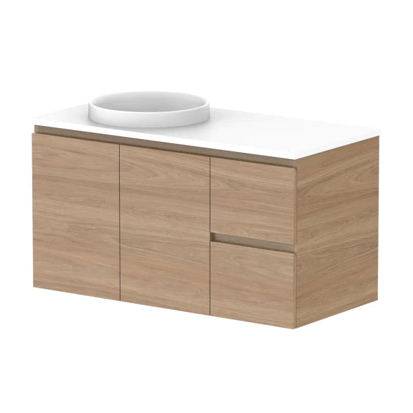 ADP Glacier Door and Drawer Twin Vanity with Solid Surface Top - Lite