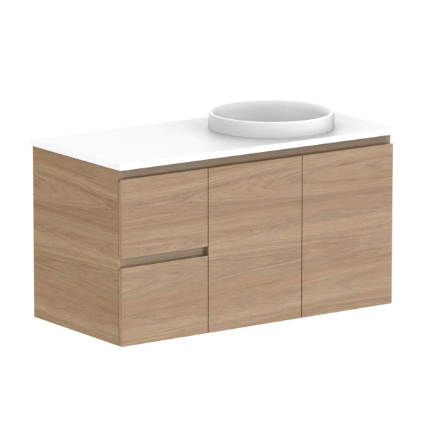 ADP Glacier Door and Drawer Twin Vanity with Solid Surface Top - Lite