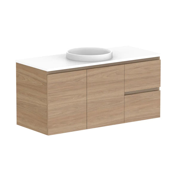 ADP Glacier Door and Drawer Twin Vanity with Solid Surface Top - Lite