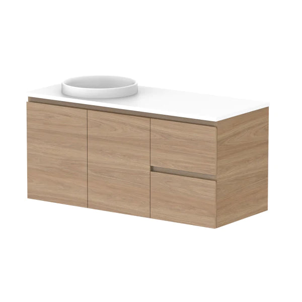 ADP Glacier Door and Drawer Twin Vanity with Solid Surface Top - Lite
