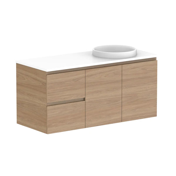 ADP Glacier Door and Drawer Twin Vanity with Solid Surface Top - Lite