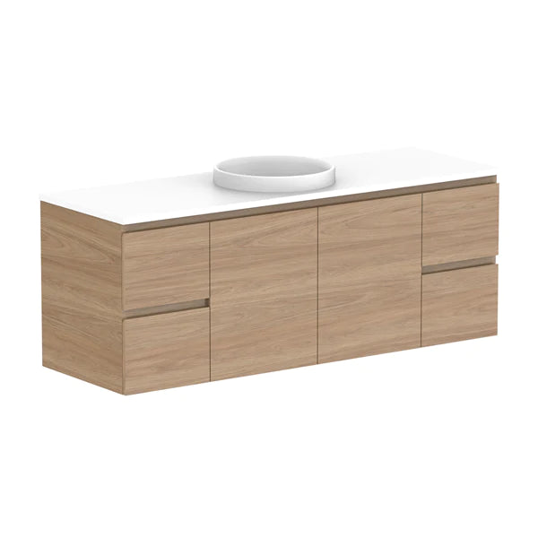 ADP Glacier Door and Drawer Twin Vanity with Solid Surface Top - Pro