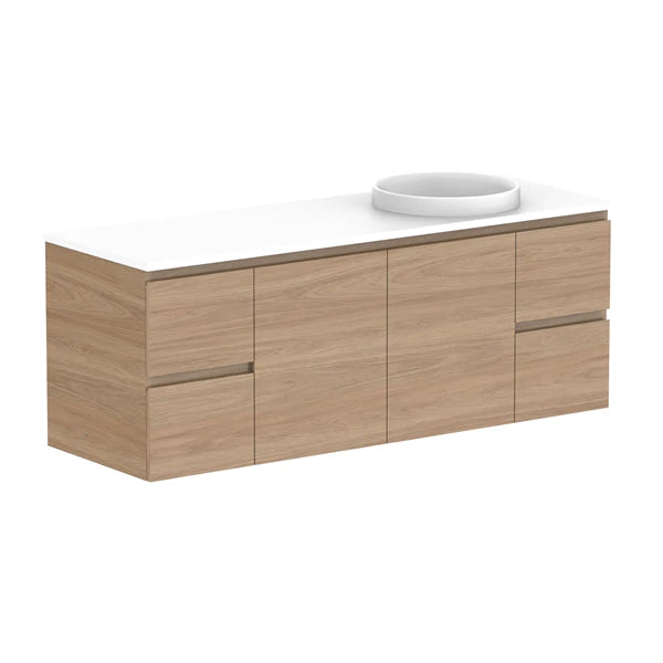 ADP Glacier Door and Drawer Twin Vanity with Solid Surface Top - Lite