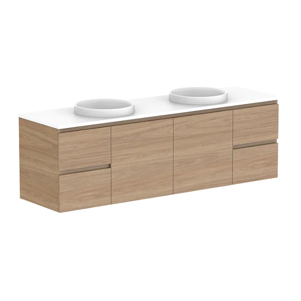 ADP Glacier Door and Drawer Twin Vanity with Solid Surface Top - Lite