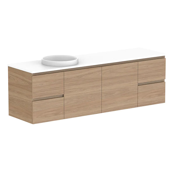 ADP Glacier Door and Drawer Twin Vanity with Solid Surface Top - Lite