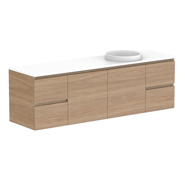 ADP Glacier Door and Drawer Twin Vanity with Solid Surface Top - Lite