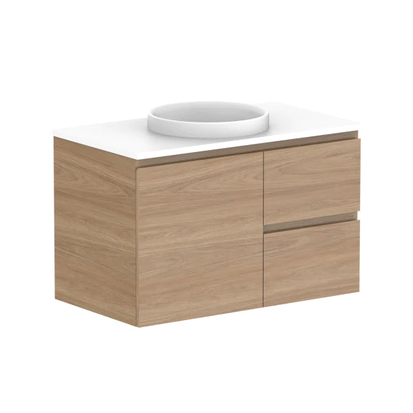 ADP Glacier Door and Drawer Twin Vanity with Solid Surface Top - Lite