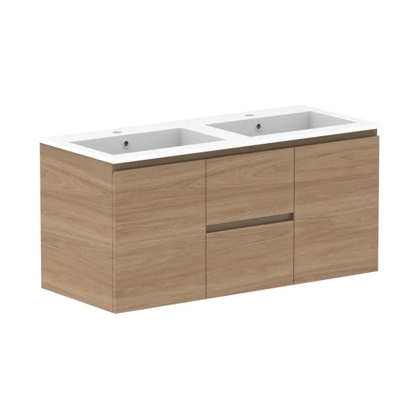 ADP Glacier Door and Drawer Twin Vanity with Cast Marble Top - Lite