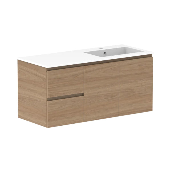 ADP Glacier Door and Drawer Twin Vanity with Cast Marble Top - Lite