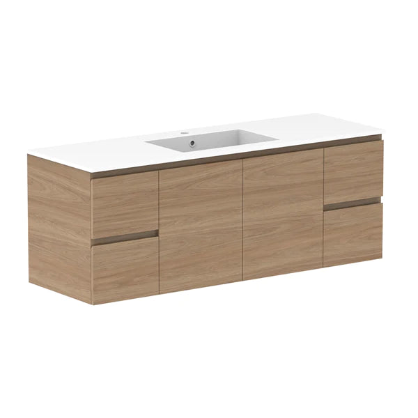 ADP Glacier Door and Drawer Twin Vanity with Cast Marble Top - Lite