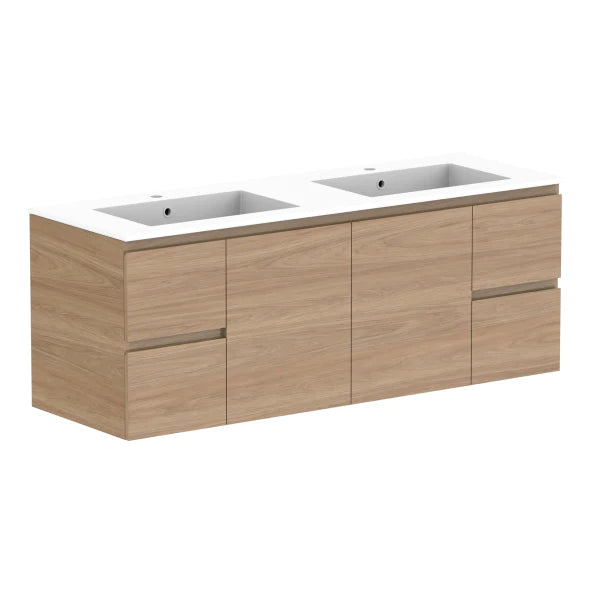 ADP Glacier Door and Drawer Twin Vanity with Cast Marble Top - Pro