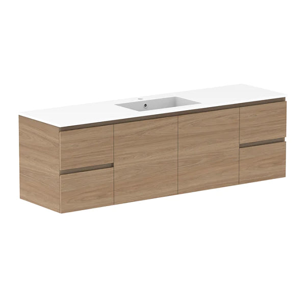 ADP Glacier Door and Drawer Twin Vanity with Cast Marble Top - Lite