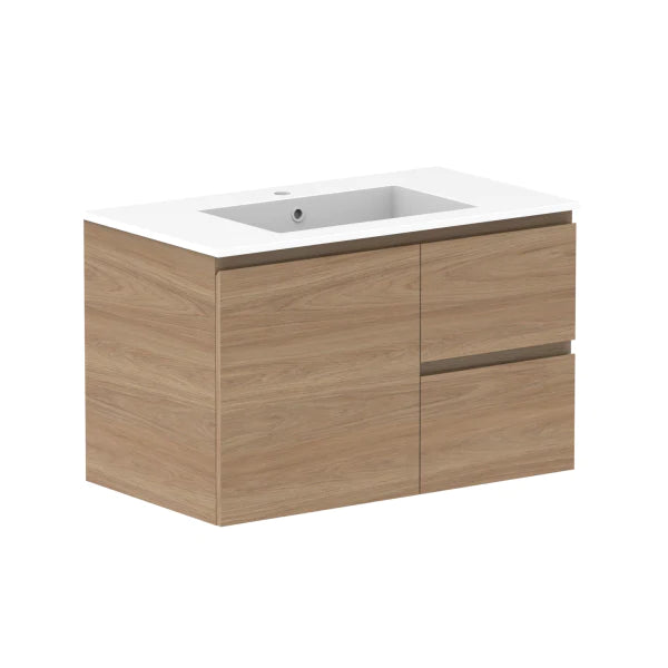 ADP Glacier Door and Drawer Twin Vanity with Cast Marble Top - Lite