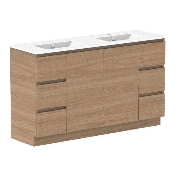 ADP Glacier Door and Drawer Trio Vanity with Ceramic Top - Lite