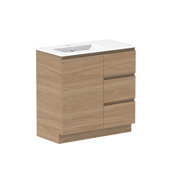 ADP Glacier Door and Drawer Trio Vanity with Ceramic Top - Lite