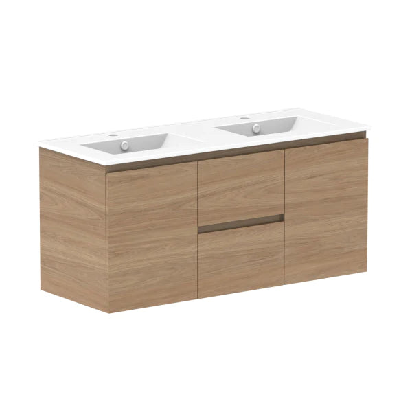 ADP Glacier Door and Drawer Twin Vanity With Ceramic Top - Pro