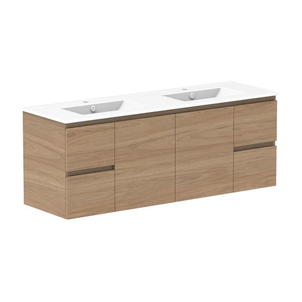 ADP Glacier Door and Drawer Twin Vanity With Ceramic Top - Lite