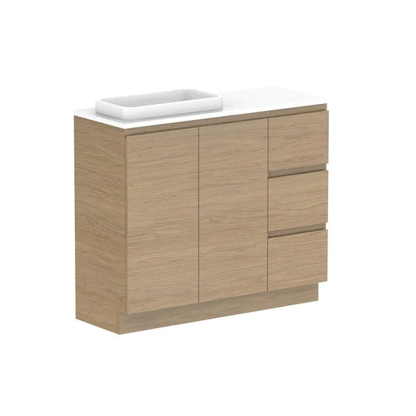 ADP Glacier Ensuite Door and Drawer Trio Vanity with Solid Surface Top - Lite