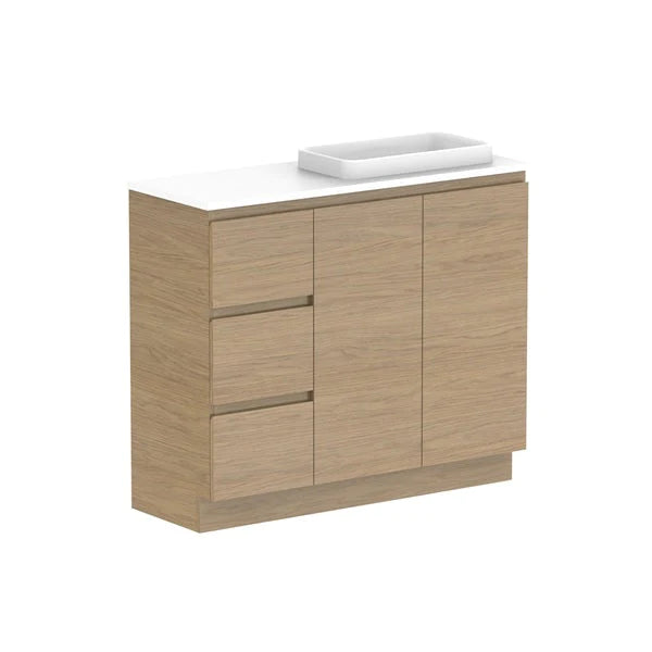ADP Glacier Ensuite Door and Drawer Trio Vanity with Solid Surface Top - Pro