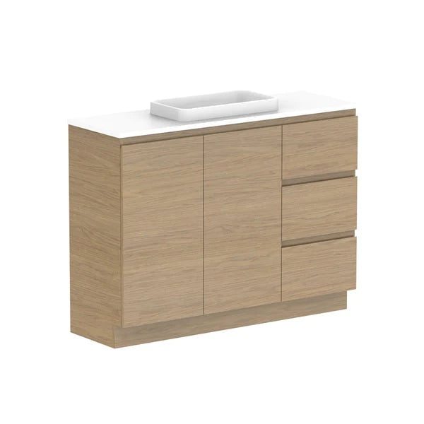 ADP Glacier Ensuite Door and Drawer Trio Vanity with Solid Surface Top - Pro