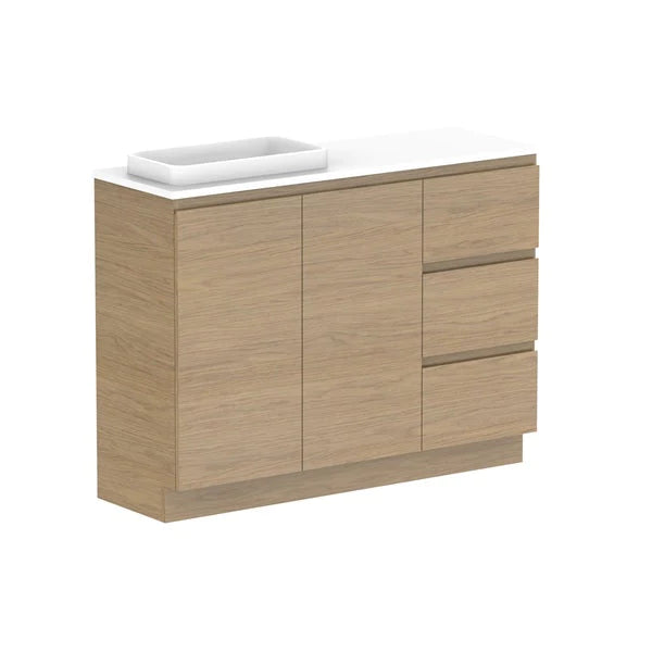 ADP Glacier Ensuite Door and Drawer Trio Vanity with Solid Surface Top - Pro