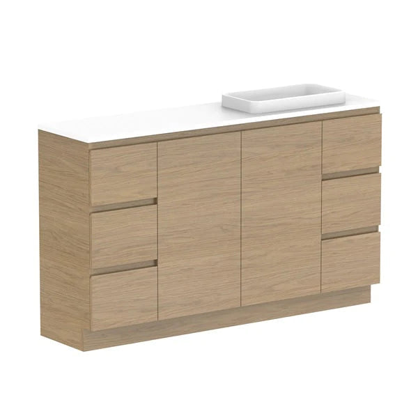 ADP Glacier Ensuite Door and Drawer Trio Vanity with Solid Surface Top - Lite