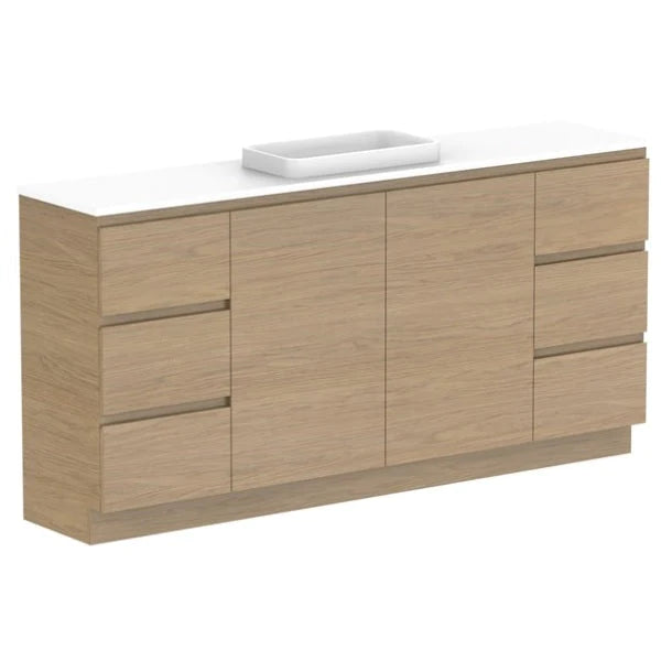 ADP Glacier Ensuite Door and Drawer Trio Vanity with Solid Surface Top - Pro