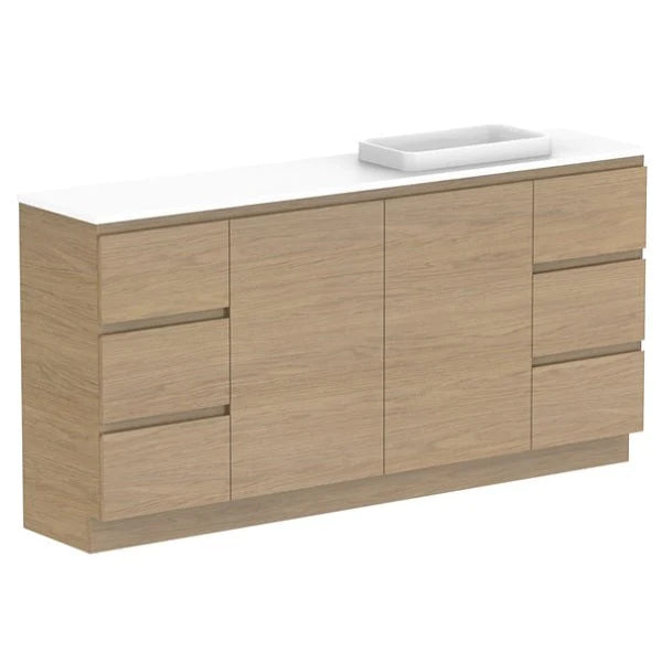 ADP Glacier Ensuite Door and Drawer Trio Vanity with Solid Surface Top - Pro