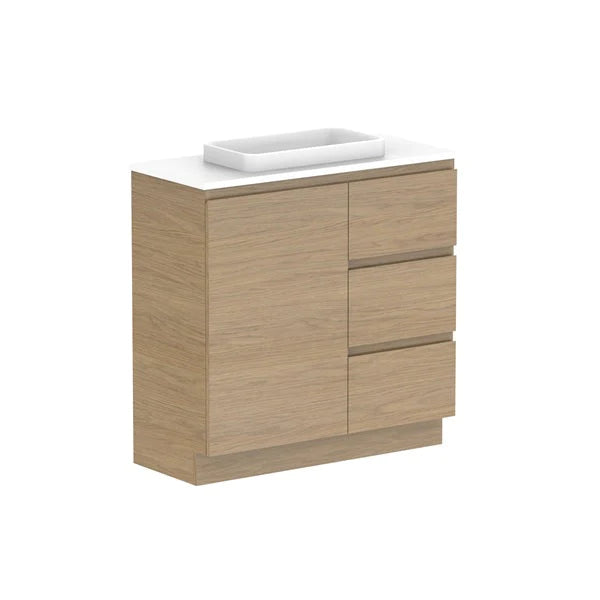 ADP Glacier Ensuite Door and Drawer Trio Vanity with Solid Surface Top - Pro