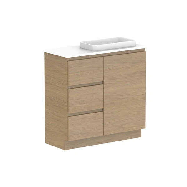 ADP Glacier Ensuite Door and Drawer Trio Vanity with Solid Surface Top - Pro